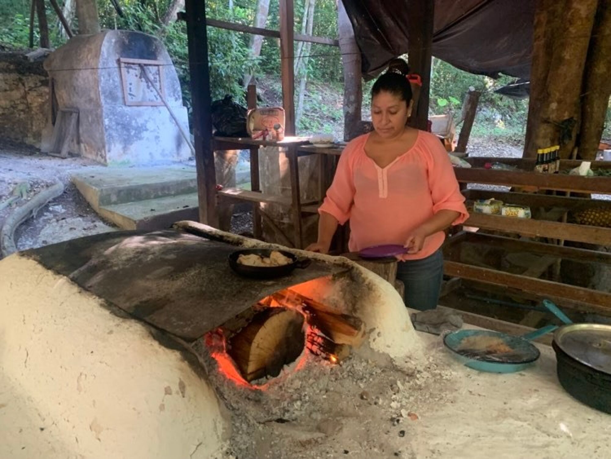 A girl cooks