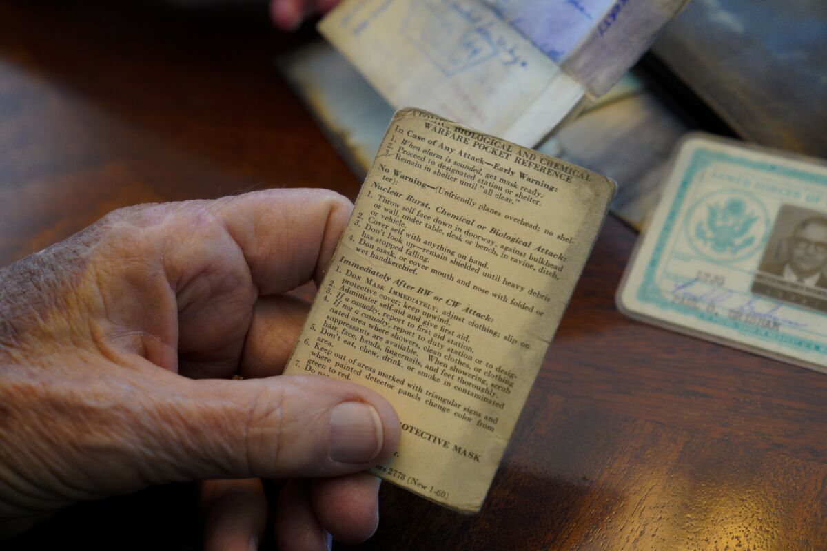 One of the items inside Paul Grisham's 1968 wallet is an atomic, biological and chemical warfare pocket reference card.  