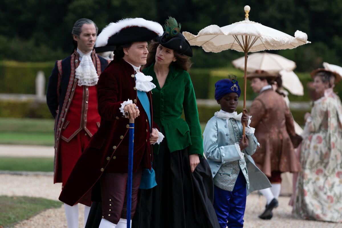 Johnny Depp in period costume as King Louis XV in "Jeanne du Barry."