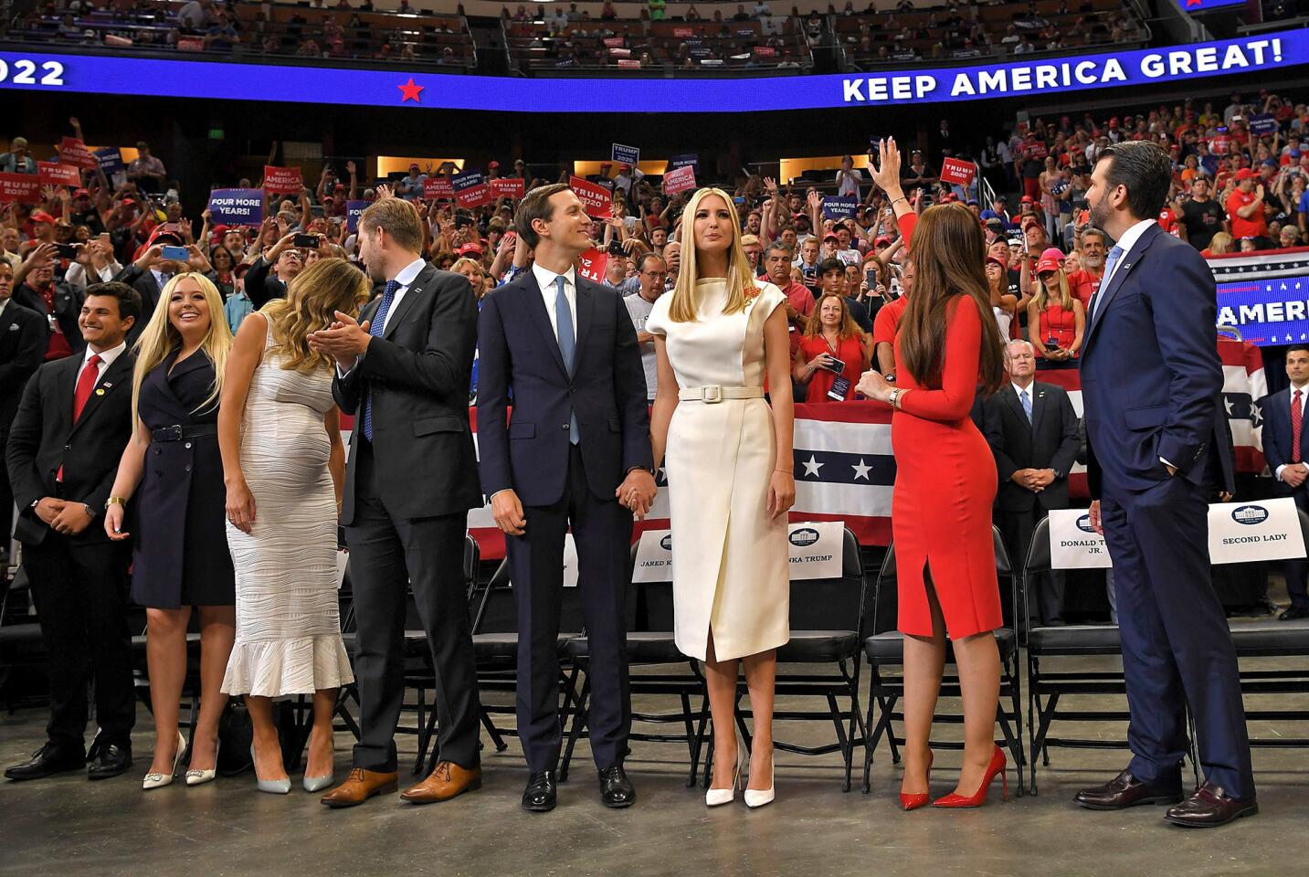 The president's children attend the launch of his campaign.
