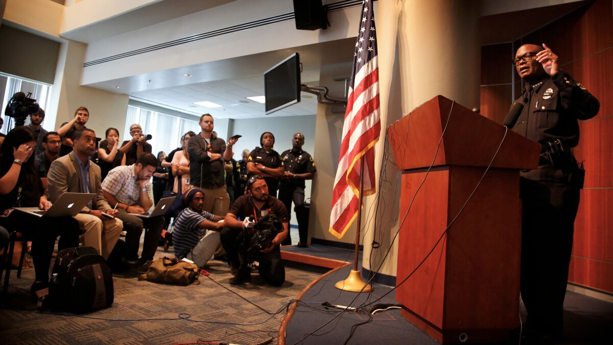 Dallas Police Chief David Brown at a news conference.