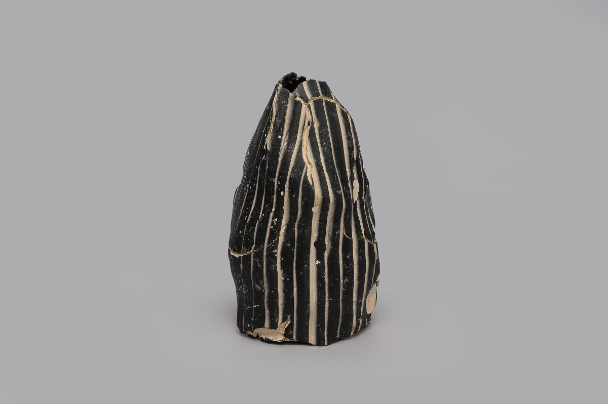 Keita Matsunaga at Nonaka-Hill: "Organism," 2019, ceramic, glaze, decal, 7-7/8 inches by 4-1/2 inches by 4-1/4 inches