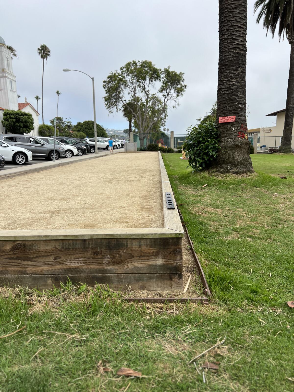 The west end of the bocce court at the La Jolla Recreation Center is still awaiting requested repairs.