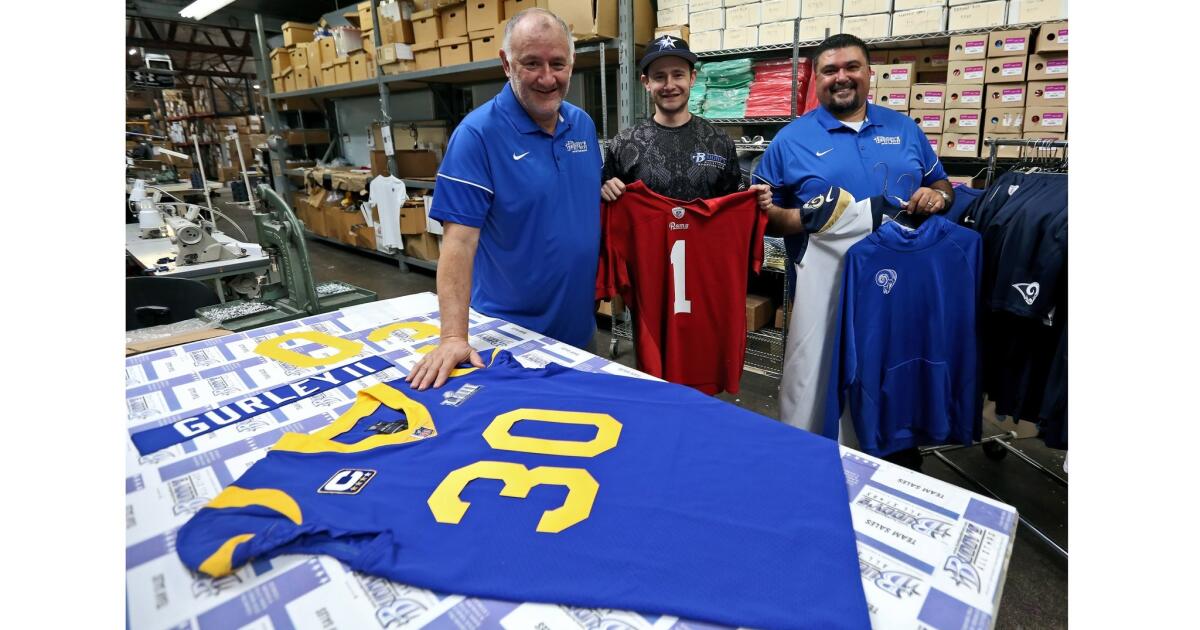 From California to Georgia: Burbank retailer made jerseys the Rams will  wear on Super Bowl Sunday