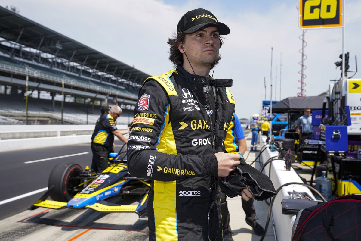 Colton Herta prepares for an Indianapolis 500 practice session.