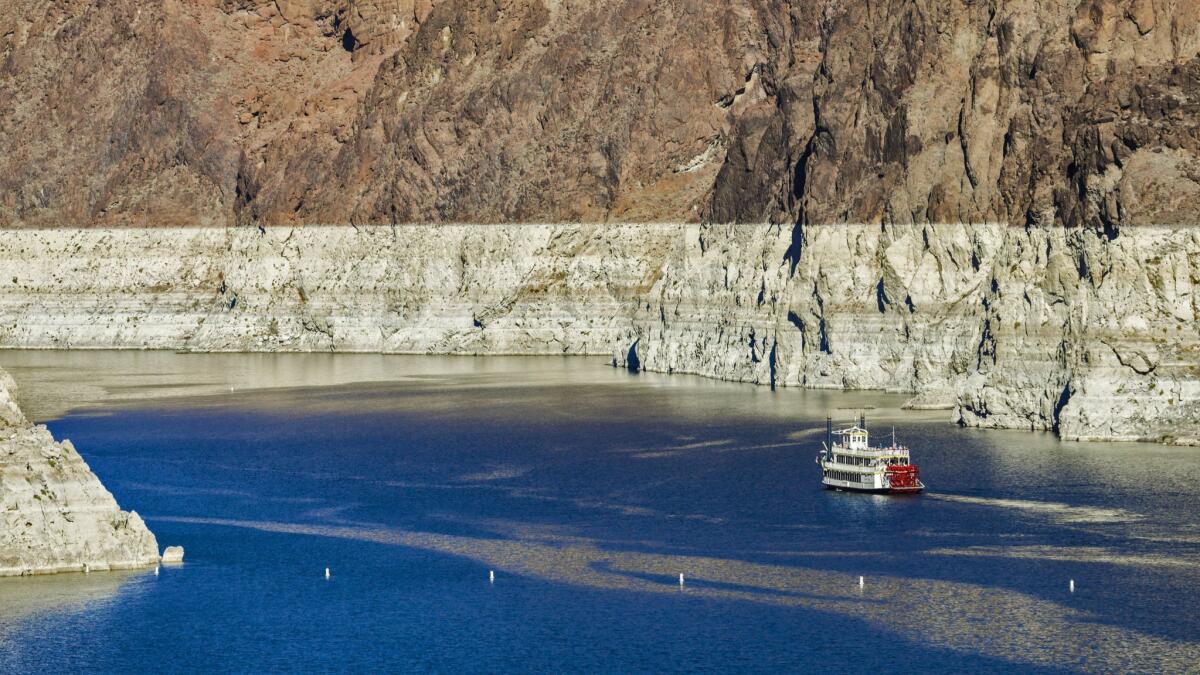 Nearly two decades of drought on the Colorado River have dramatically lowered levels of Lake Mead, which stores water for California, Arizona and Nevada.