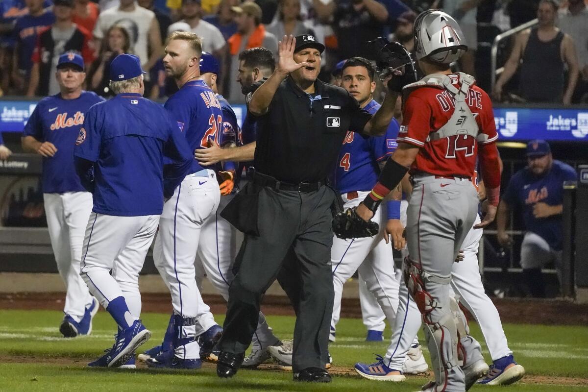 Mets slugger Alonso leaves against Angels after getting hit by a pitch,  passes concussion testing - The San Diego Union-Tribune