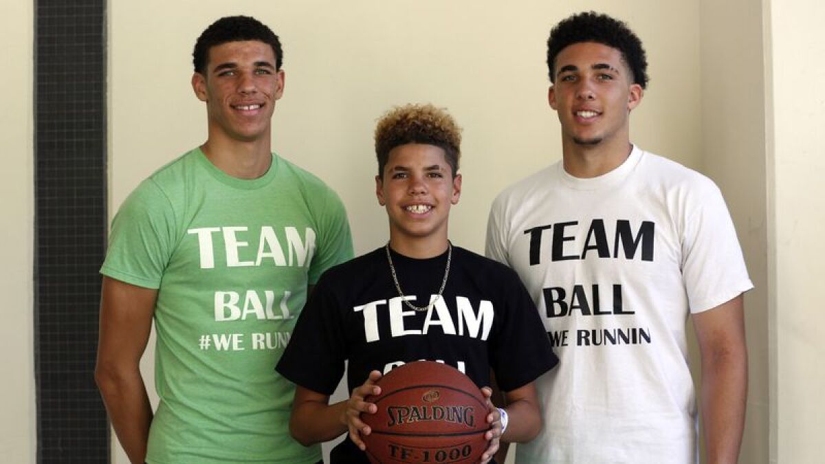The Ball brothers (from left): Lonzo, LaMelo and LiAngelo.