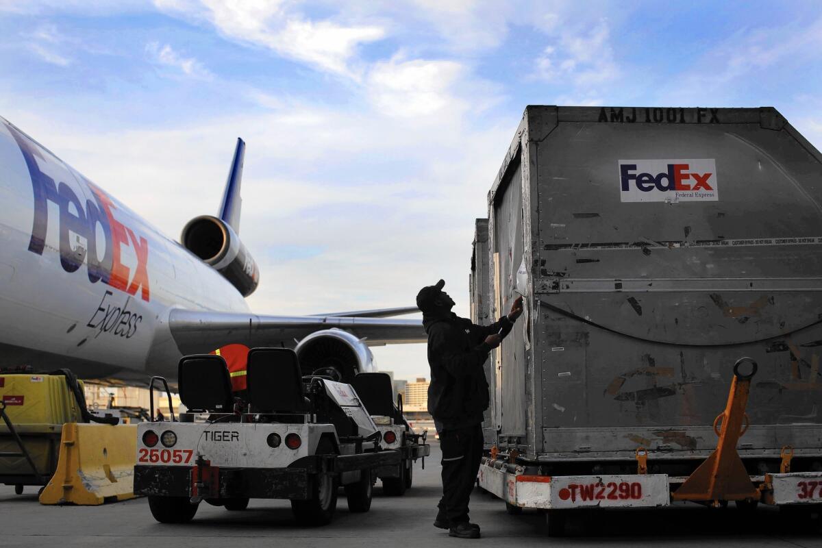 FedEx operates more than 650 planes and 100,000 trucks. The courier projects it will ship more than 290 million packages from Thanksgiving to Christmas Eve, an 8.8% jump from 2013.