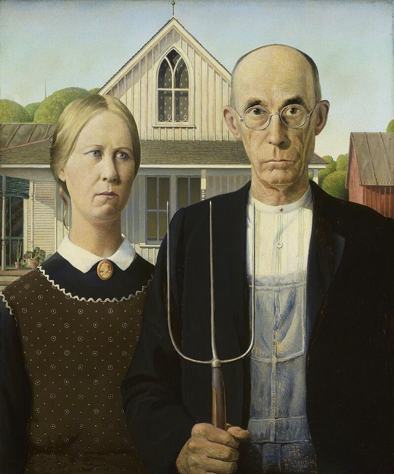 Grant Wood, "American Gothic," 1930. Oil on beaverboard.