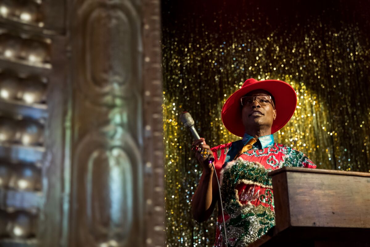 Billy Porter emcees a ball on the set of "Pose"