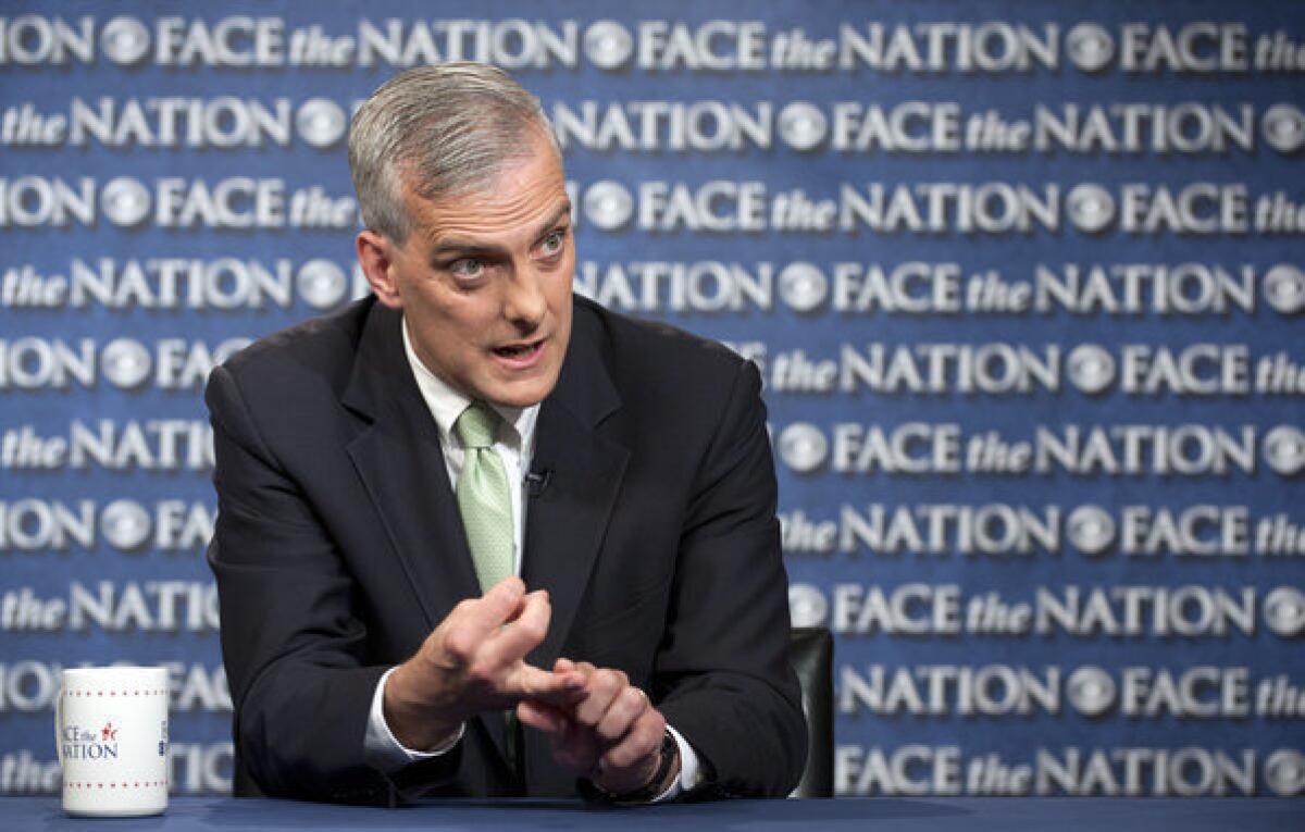 White House Chief of Staff Denis McDonough speaking on CBS's "Face the Nation" in Washington.