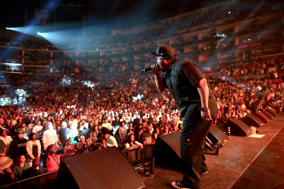 Rapper Ice Cube performs Saturday at Staples Center.
