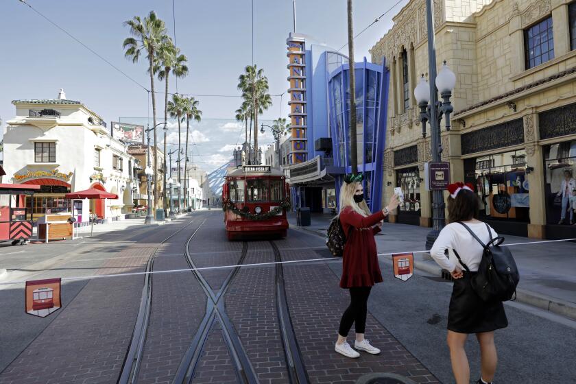 ANAHEIM, CA - NOVEMBER 19: Sections of Hollywood Land opened as a part of the Buena Vista Street extension at Disney California Adventure that opened on Thursday, Nov. 19, 2020 in Anaheim, CA. Rides were closed but there were plenty of dining and shopping opportunities. (Myung J. Chun / Los Angeles Times)