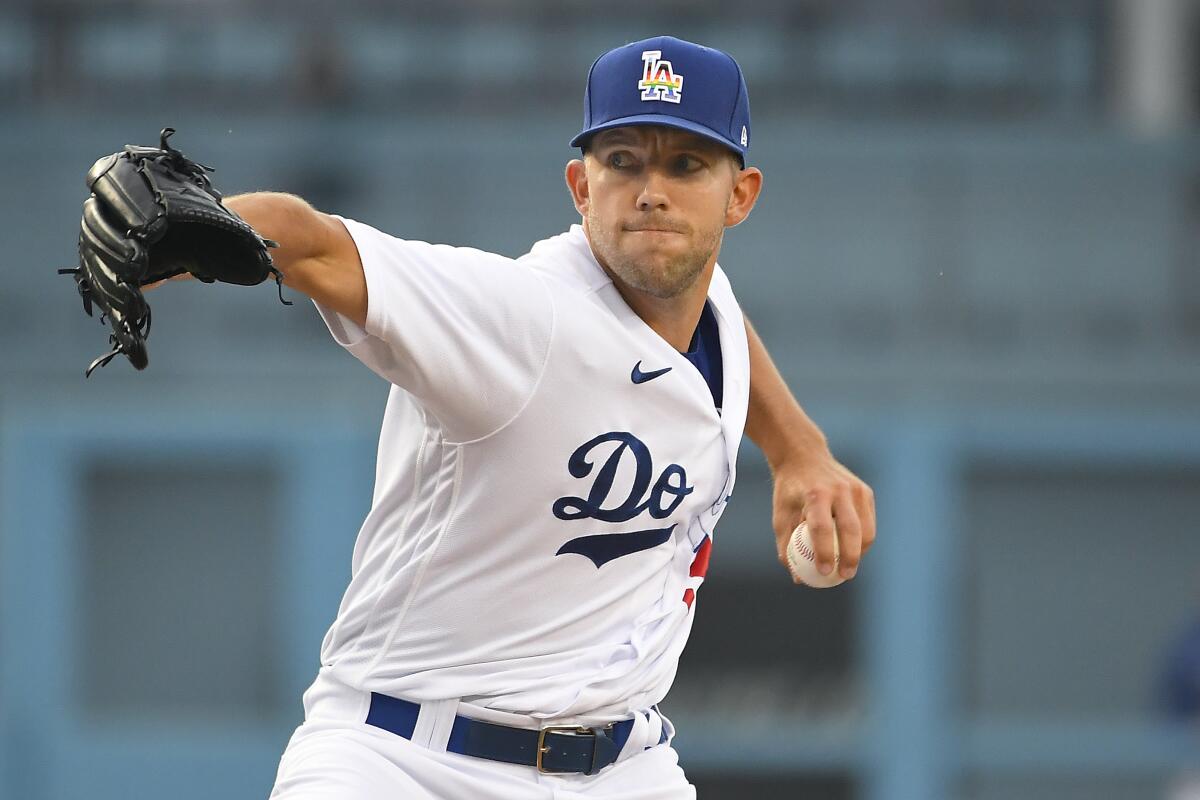 Dodgers starting pitcher Tyler Anderson delivers during the first inning Friday against the New York Mets.