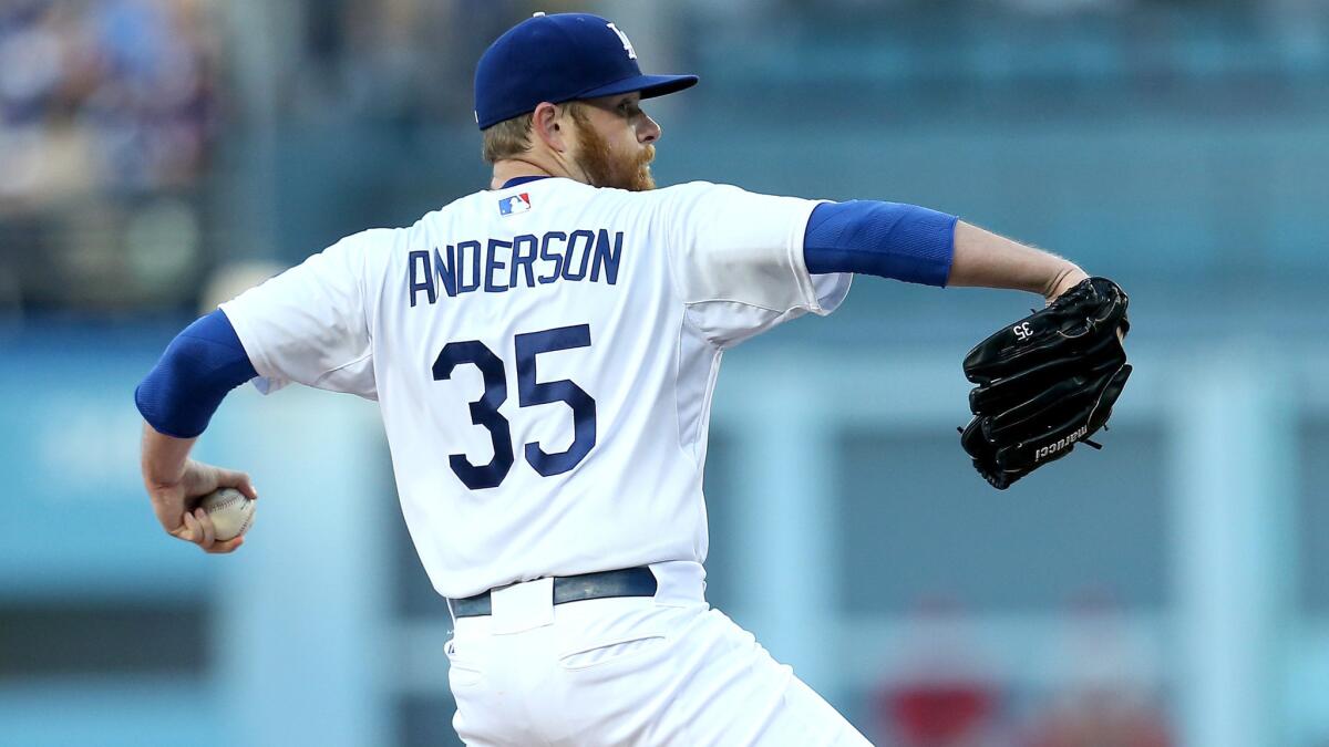 Dodgers starter Brett Anderson went 7 2/3 innings against the Cardinals on Friday night, giving up two runs on four hits and three walks.