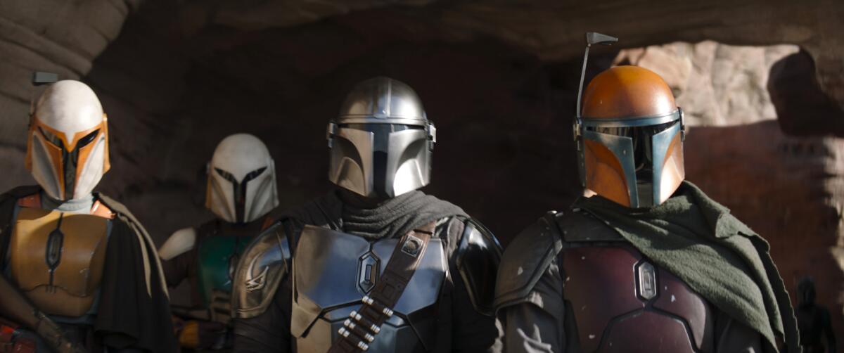 A scene from Lucasfilm's "The Mandalorian," which streams on Disney+.