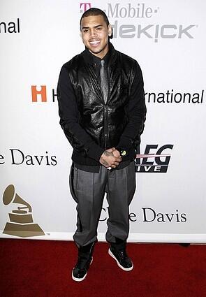 Chris Brown arrives at the Clive Davis pre-Grammy party in Beverly Hills, Calif. on Saturday, Feb. 7, 2009.