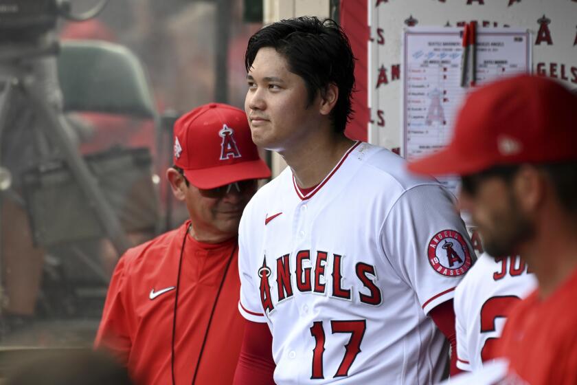 Los Angeles Angels pitcher Shohei Ohtani (17) during an MLB baseball game.