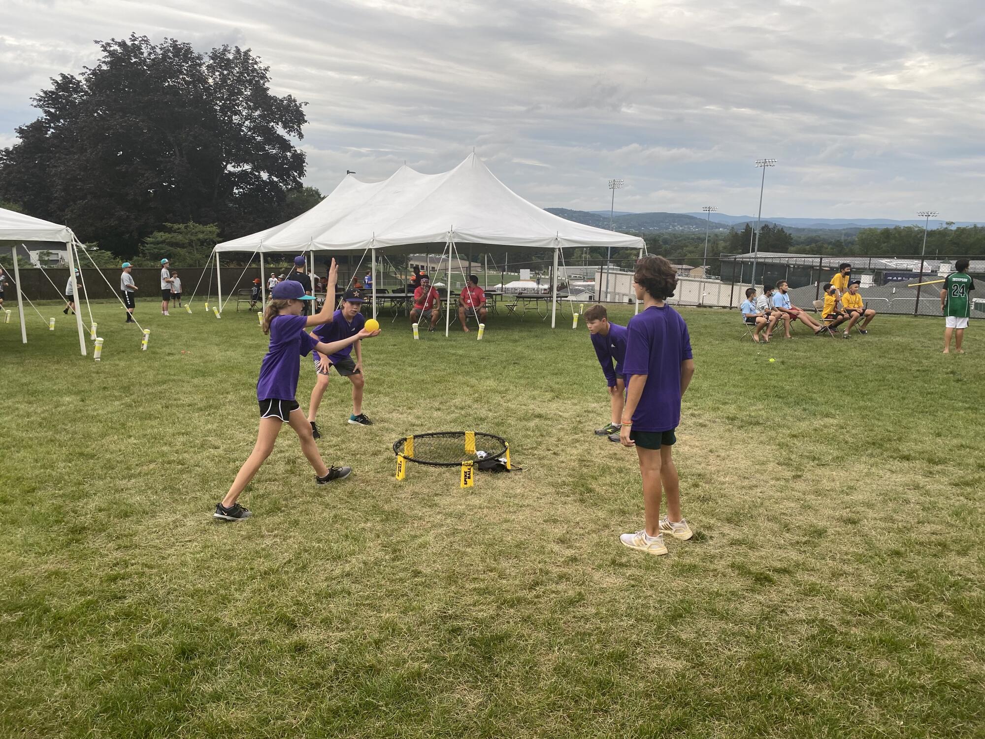 Ella Bruning plays spike ball in Little League headquarters complex 