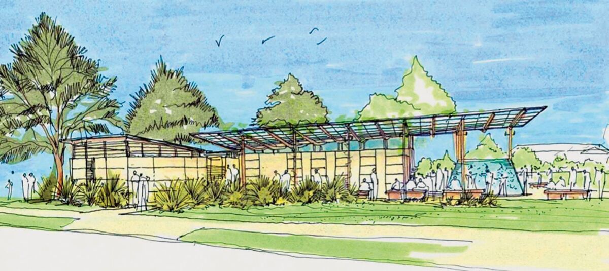 Artist's rendering of the Cove Pavilion restrooms still under construction for Ellen Browning Scripps Park in La Jolla