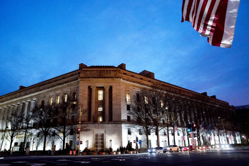 WASHINGTON, DC - JANUARY 11: The Department of Justice (DOJ) building on January 11, 2021 in Washington, DC. 