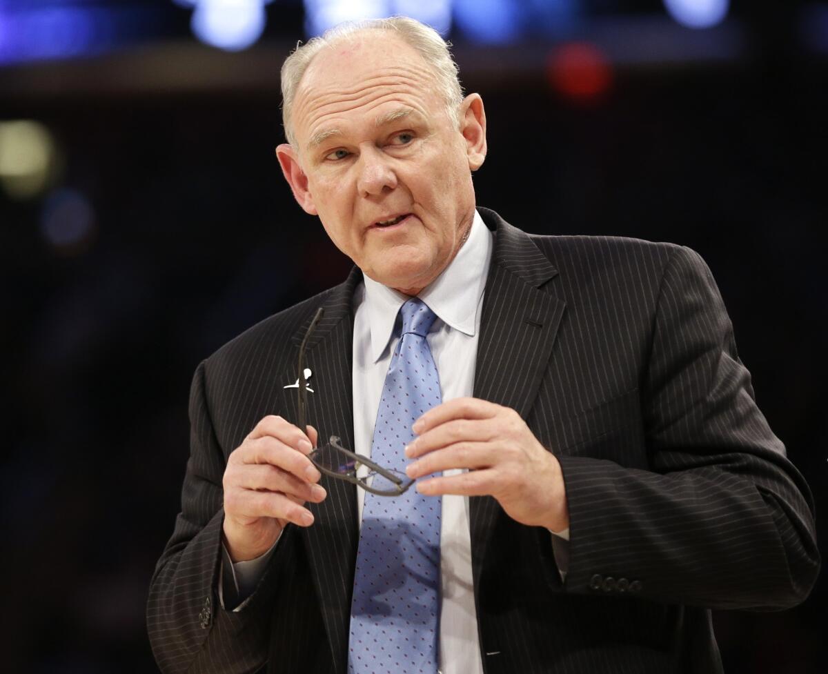 George Karl looks on as the Sacramento Kings play the New York Knicks on March 20.