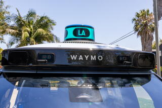 Venice Beach, CA - May 27, 2026: Waymo's new autonomous vehicle, called the Ojai, stops in Venice Beach on Wednesday, May 27, 2026. The all-electric vehicle, equipped with the company's sixth-generation autonomous driving system, is expected to begin limited rides with select customers in Los Angeles, San Francisco and Phoenix in the coming weeks. (Allen J. Schaben / Los Angeles Times)The news is under embargo until May 28th at 8am.