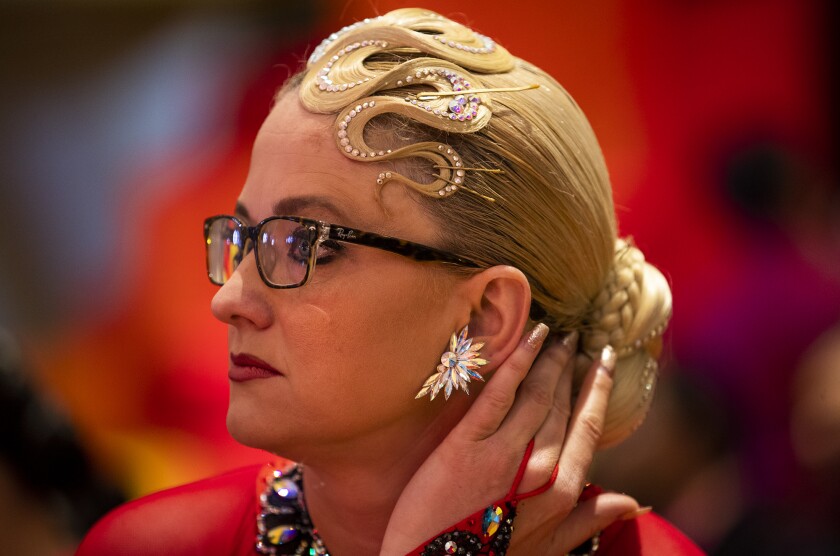 Olga Tsikalyuk, of Monrovia, at the California Open DanceSport Championships in Costa Mesa on Friday.