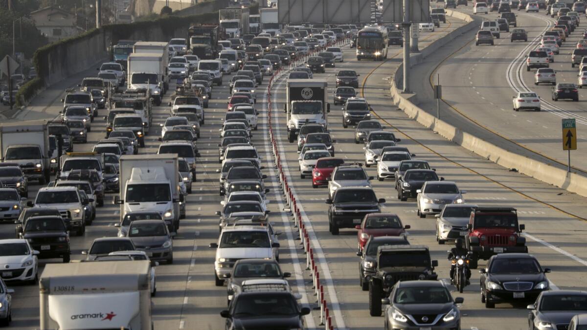 Cars fill the 110 Freeway in October 2017.