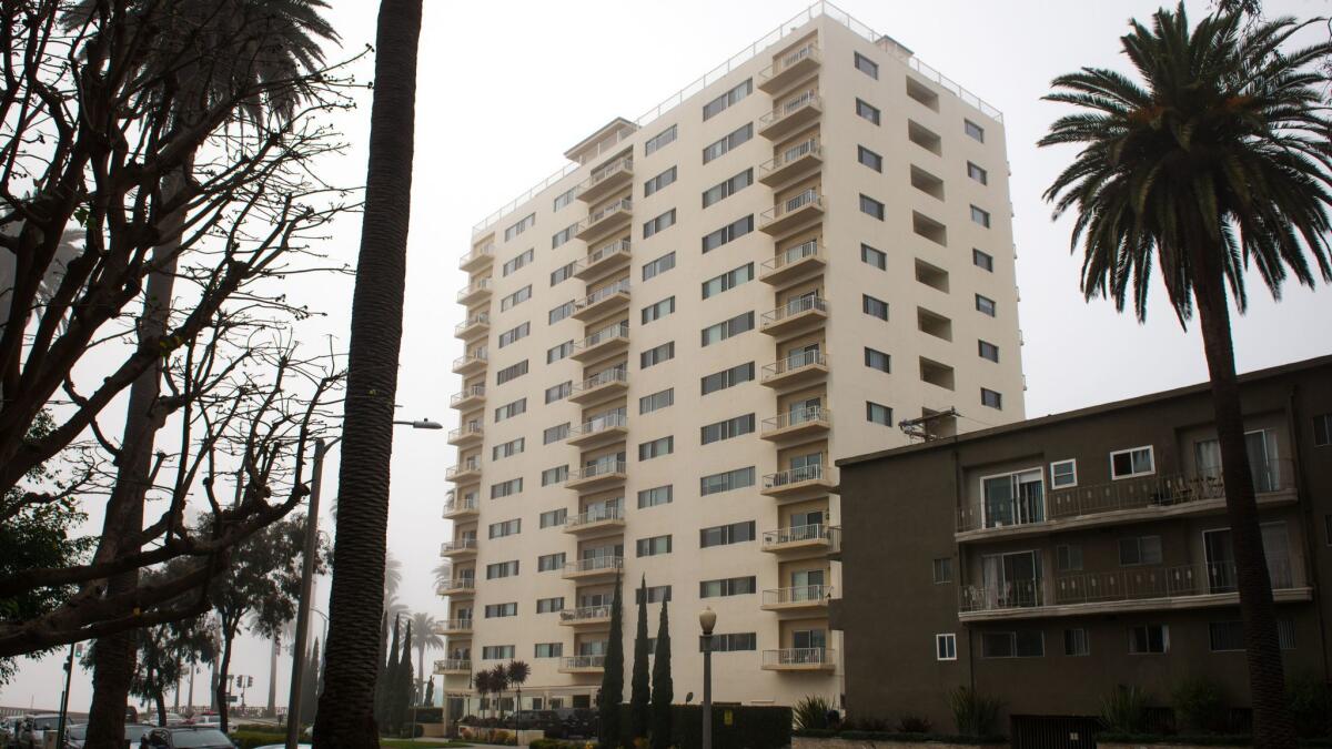 A 13-story condominium at 101 California Ave., listed by the city as a steel moment-frame building, could be required to undergo a seismic evaluation under a proposed law. City records say there are 79 steel moment-frame buildings that could be vulnerable in an earthquake.
