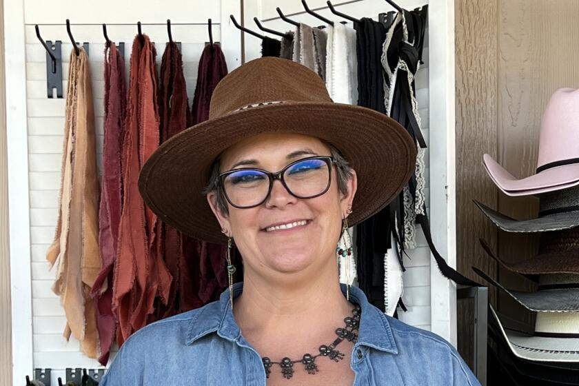 At her pop-up hat bar, Tara Holsapple displays nearly everything needed for customers who would like to make their own. 