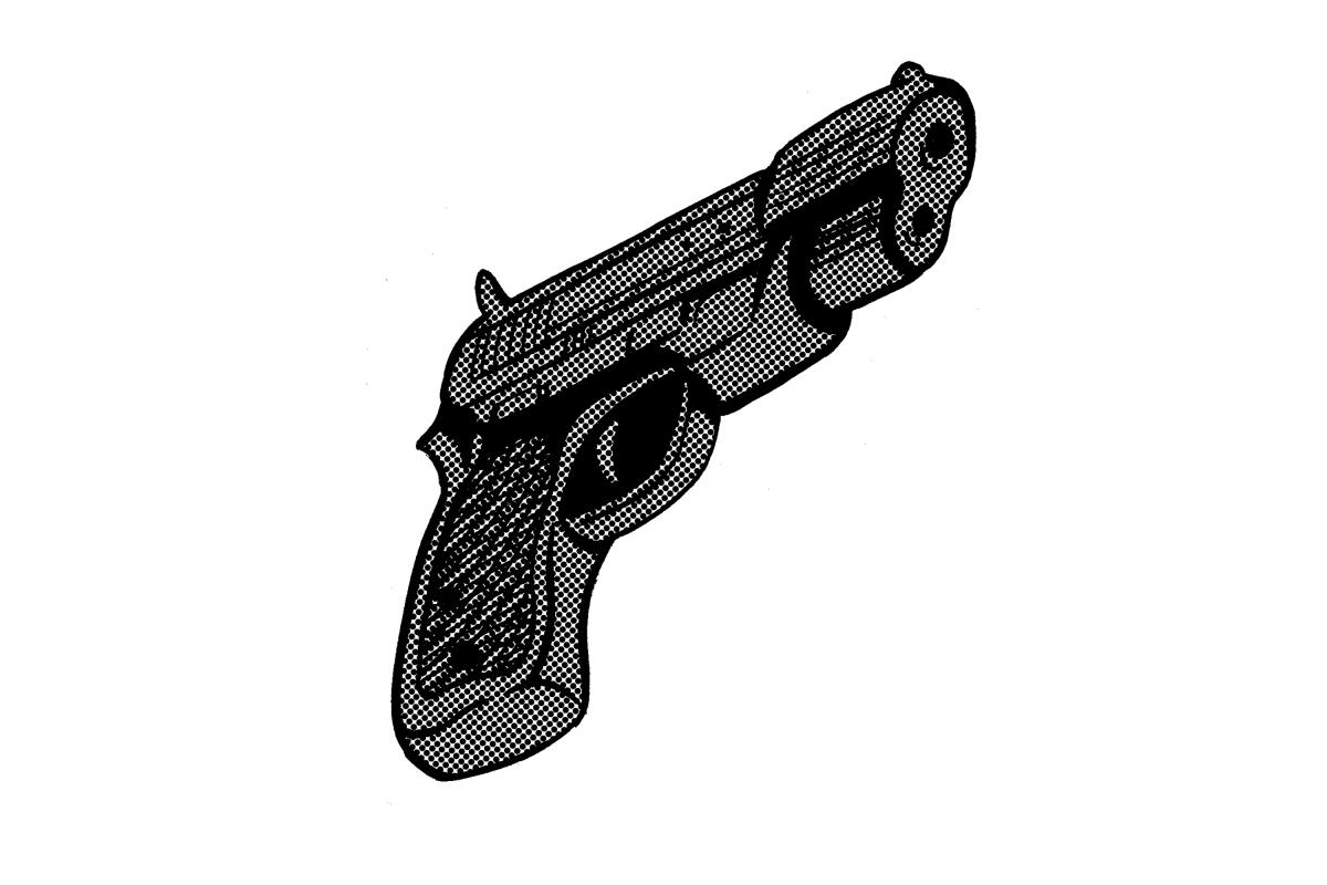 Graphic novel illustrations of a handgun