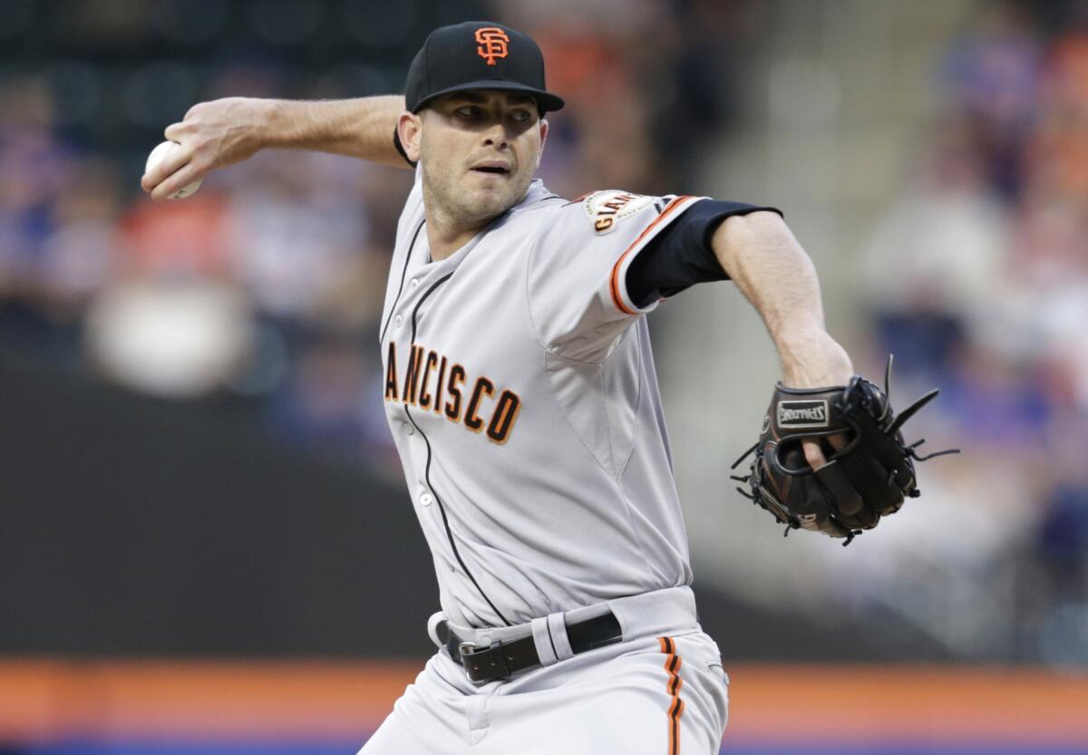 San Francisco Giants rookie Chris Heston delivers a pitch against the New York Mets on June 9.