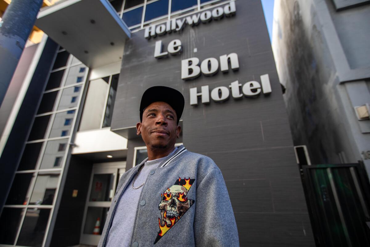 Clifton Grant outside his new home at Hollywood Le Bon Hotel.
