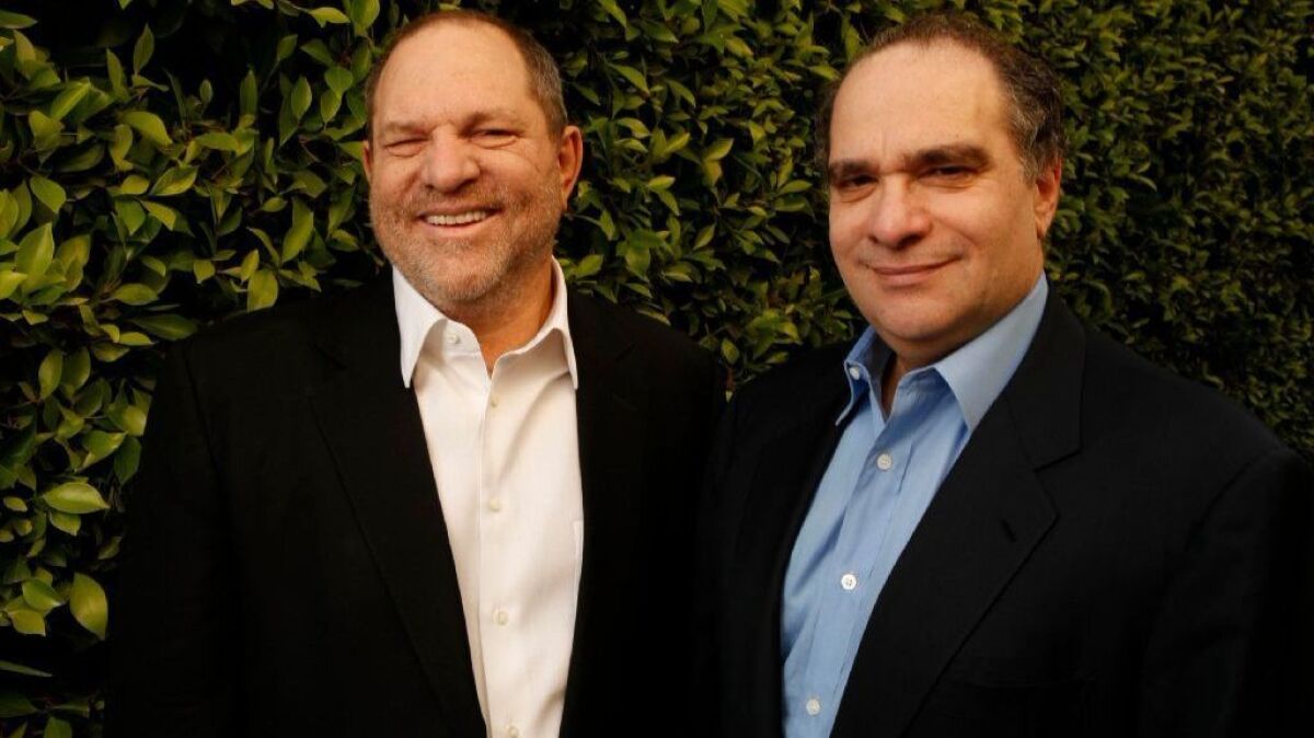 Weinstein Co. and its co-founders Harvey Weinstein, left, and Bob Weinstein face a new $10-million sexual harassment lawsuit from a former employee.