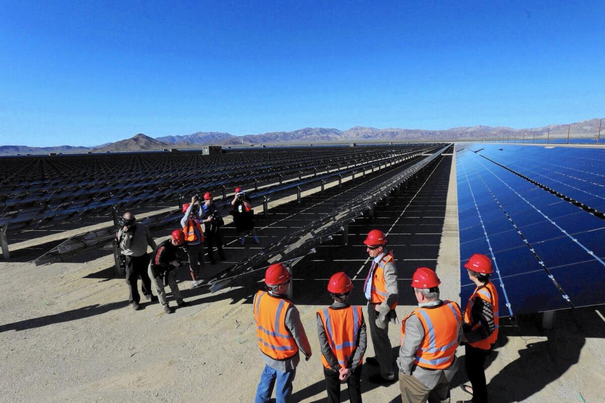 The 550-megawatt Desert Sunlight Solar Farm is dedicated in February. It's one of the largest photovoltaic solar energy farms in the world.