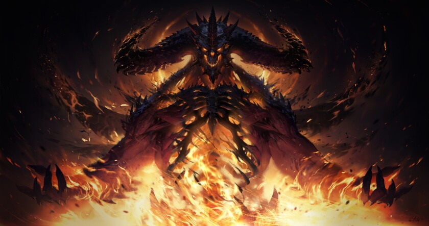 Образ огненного существа в игре "Diablo Immortal".