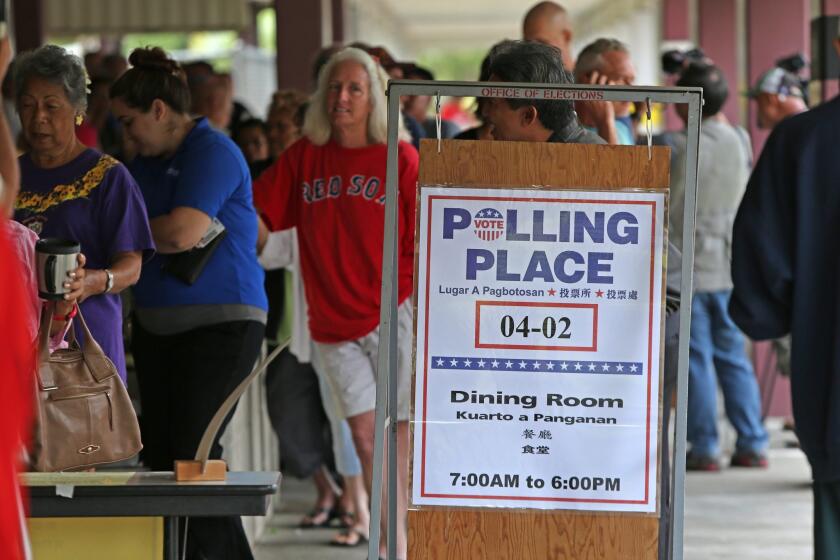 Voters cast ballots in Hawaii's makeup primary election Friday. Voters in two precincts that were closed by Tropical Storm Iselle during Saturday's scheduled primary cast ballots Friday.