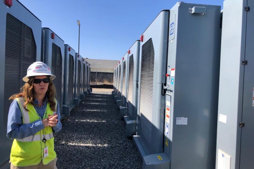 San Diego Gas & Electric project manager Kelli Fitzgerald at the Kearny Energy Storage battery project.