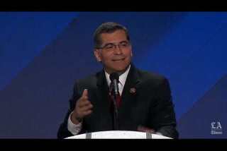 Rep. Xavier Becerra of California speaks at the Democratic National Convention