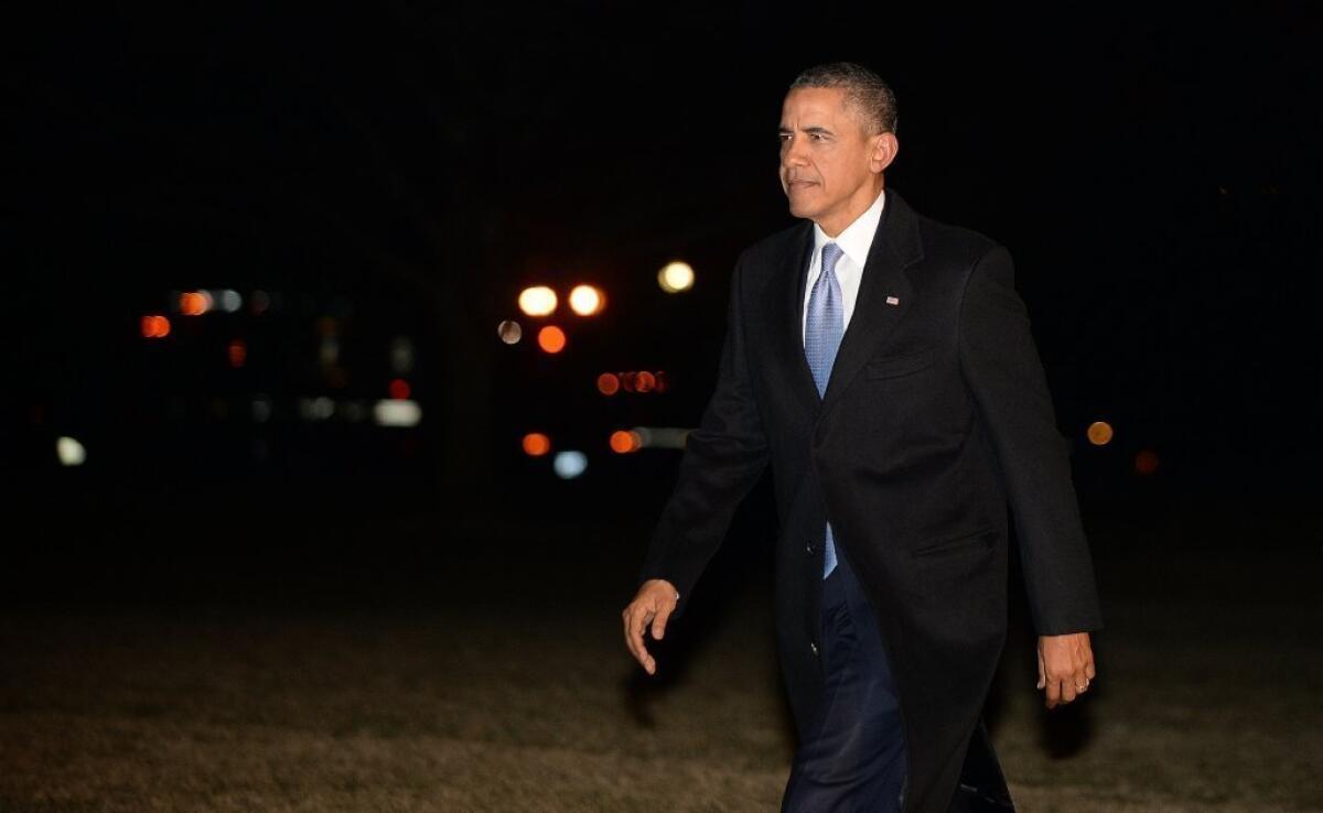 U.S. President Obama returns to the White House on Jan. 3.