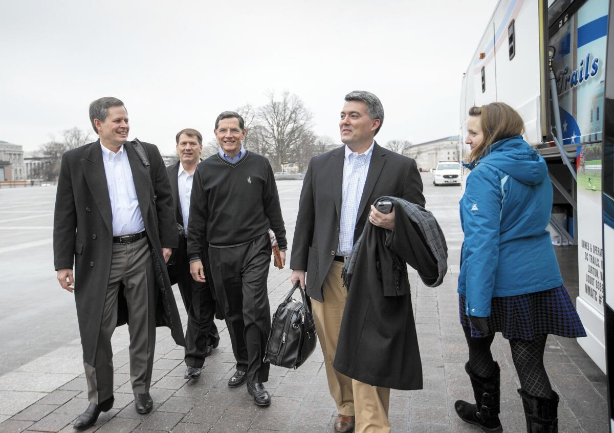 Republican senators prepare to leave Washington to join colleagues at a gathering of party lawmakers in Hershey, Pa.