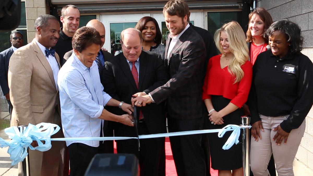Ribbon-cutting ceremony to reopen Lipke recreation center as SAY Detroit Play Center with Matthew Stafford on hand..