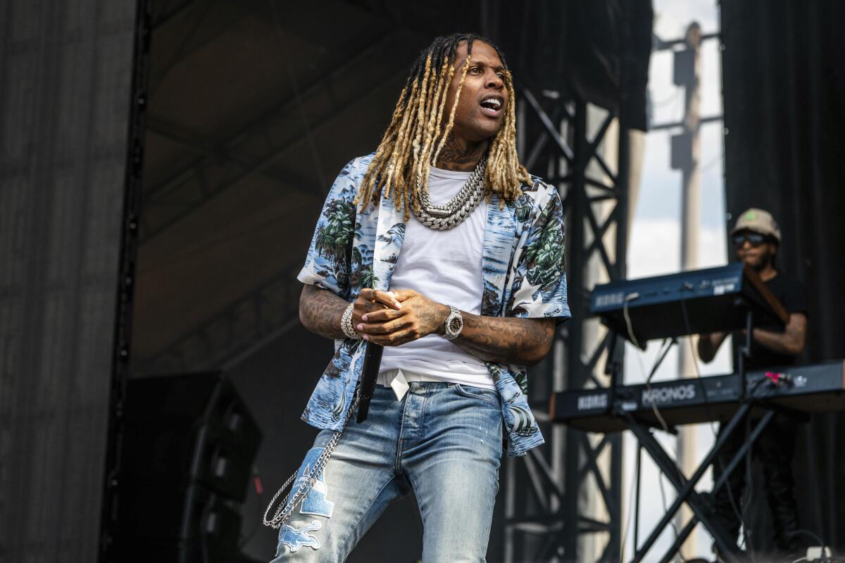 Lil Durk performs at the Lollapalooza Music Festival.