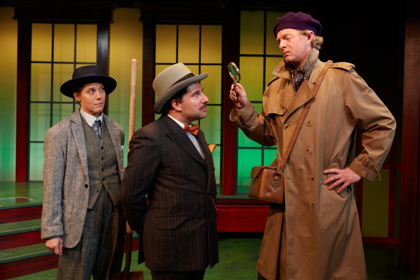 Three actors in North Coast Repertory Theatre's "Murder on the Links."