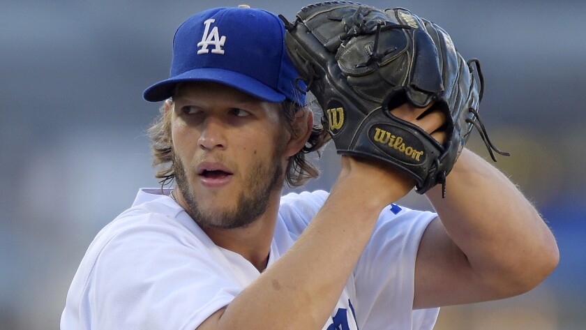Dodgers ace Clayton Kershaw prepares to deliver a pitch against the Milwaukee Brewers on Aug. 16.