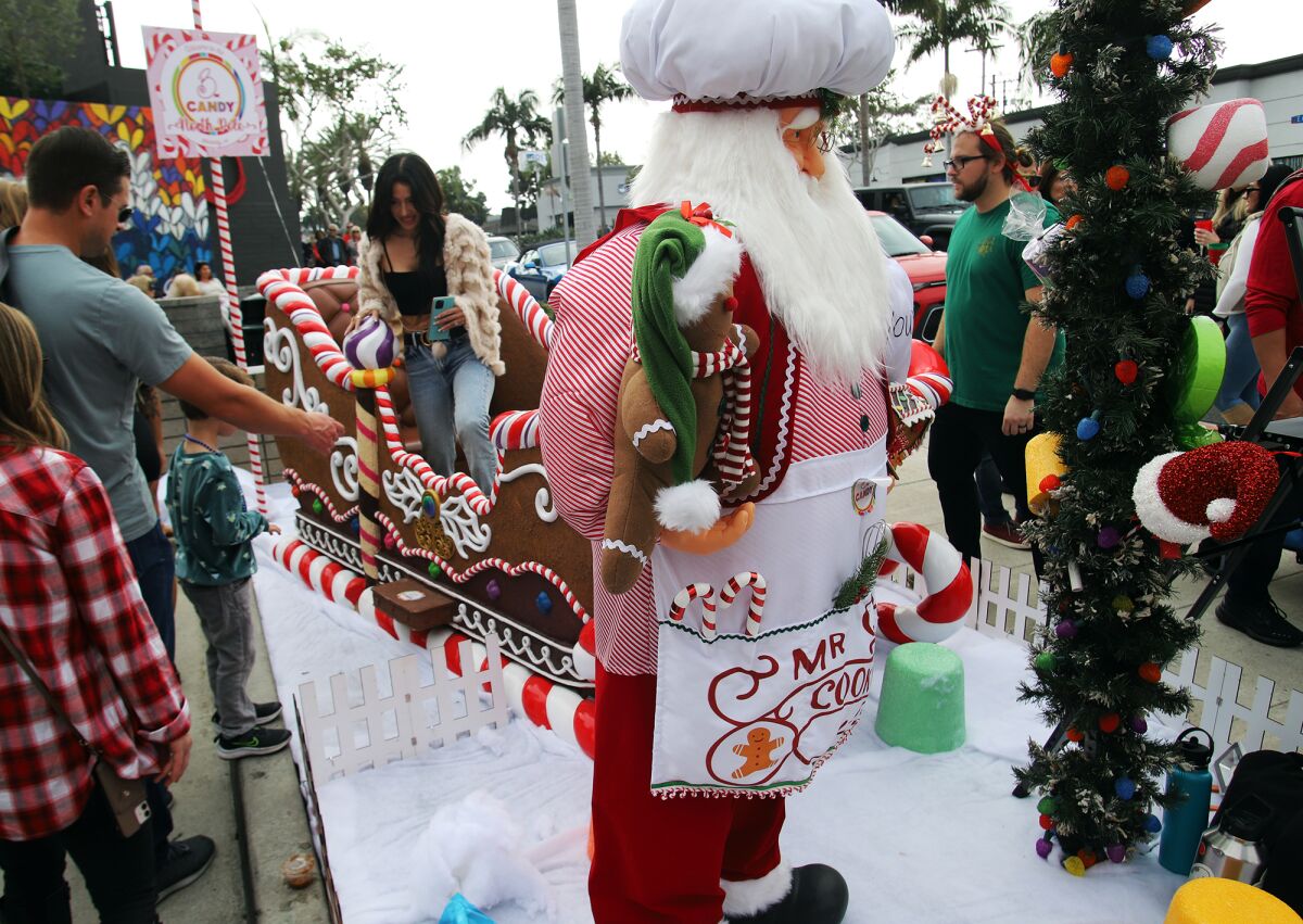 A candy sleigh at B. Candy during the annual Corona del Mar Christmas Walk.