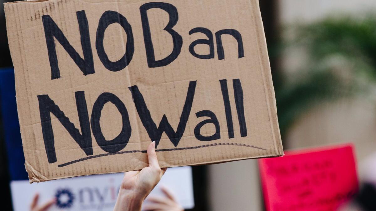 An anti-travel ban protest in New York on on June 29, 2017.