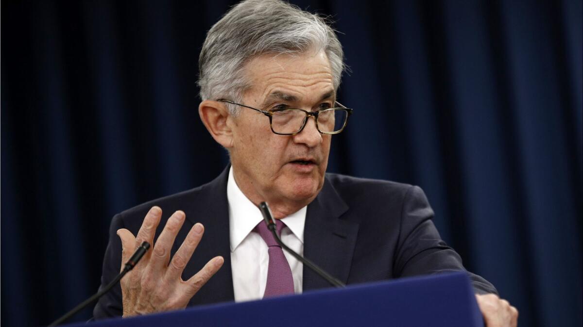 Federal Reserve Board Chairman Jerome Powell speaks at a May 1 news conference following a two-day meeting of the Federal Open Market Committee, in Washington.